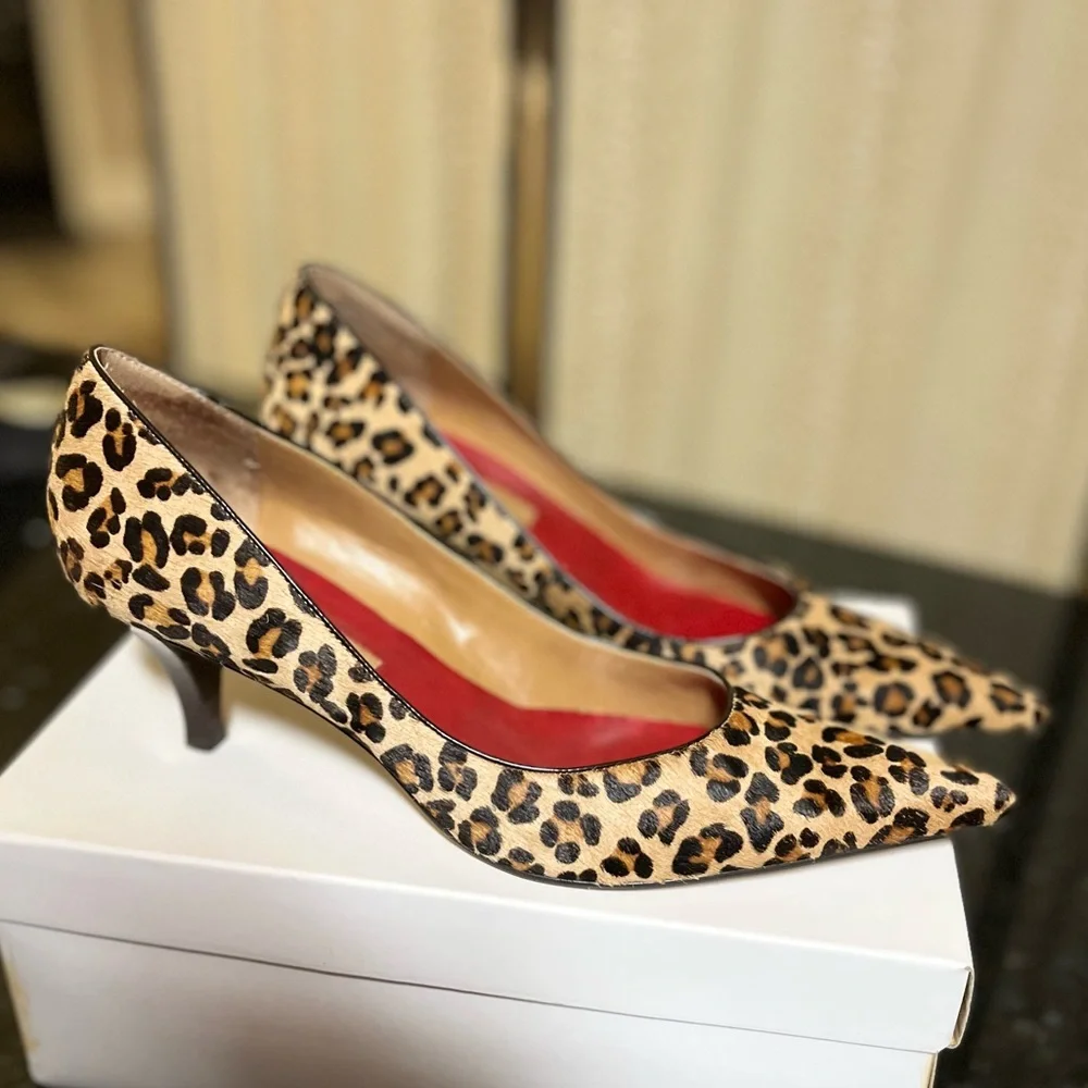 Bandolino Animal Print Leather Calf Hair Heels - Picture 8 of 12